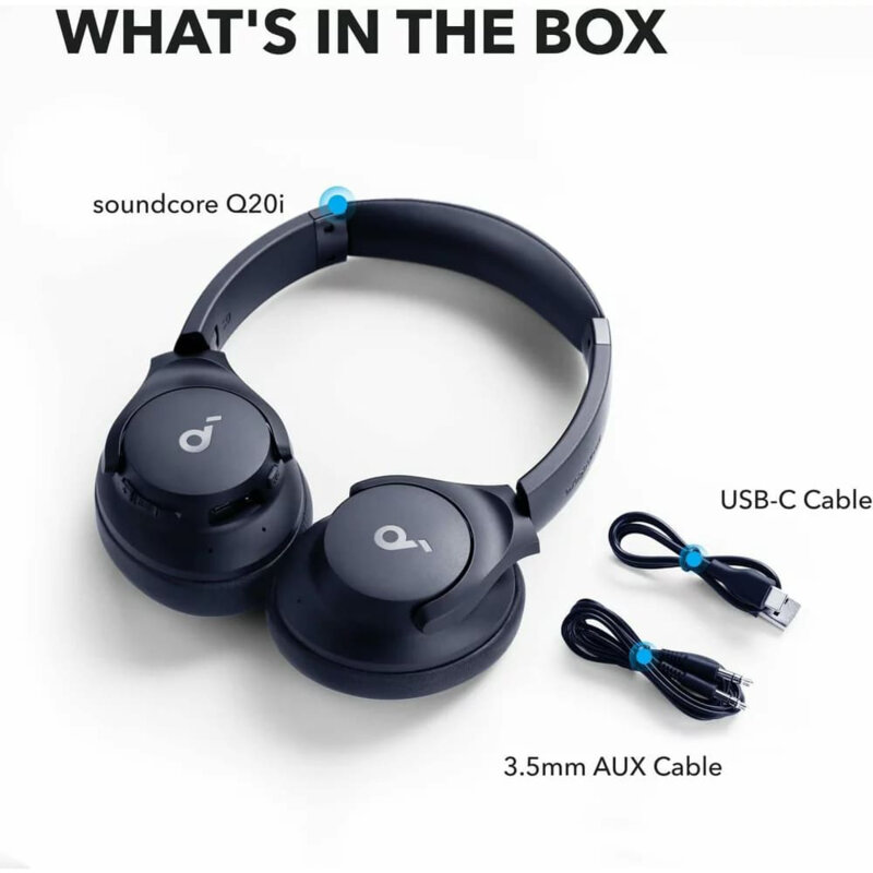 Casti on-ear Active Noise Cancelling Anker Life Q20i, albastru