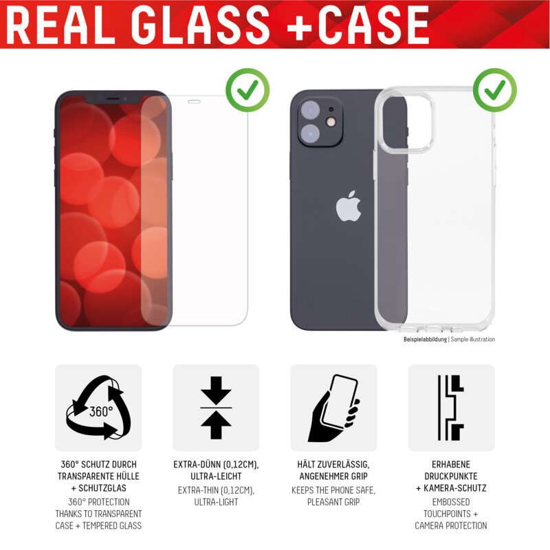 [Folie sticla + husa] premium iPhone 7 Displex Real Glass, transparenta