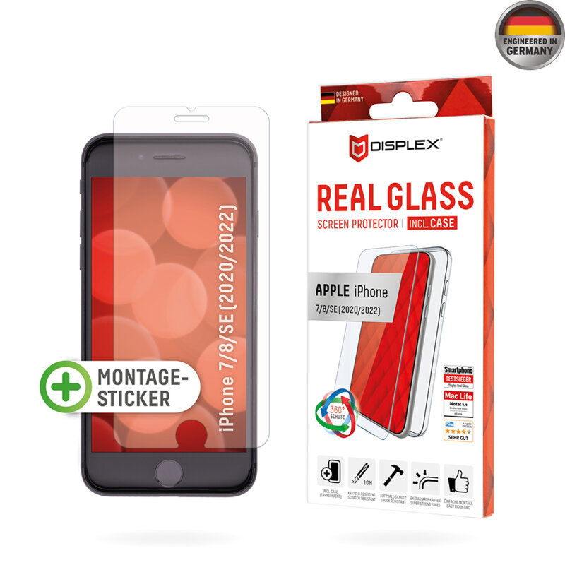 [Folie sticla + husa] premium iPhone SE 3, SE 2022 Displex Real Glass, transparenta
