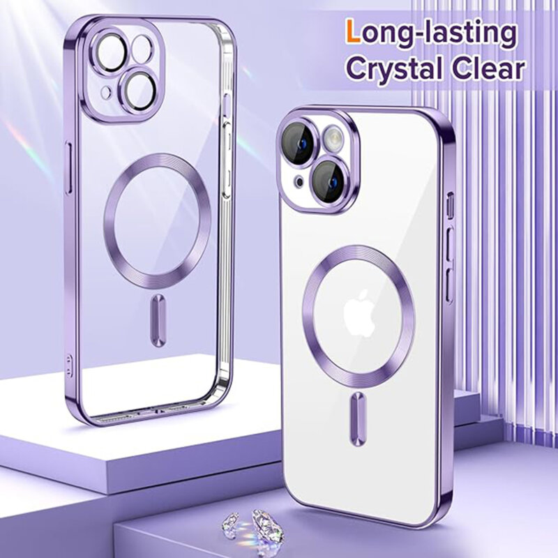 Husa premium iPhone 14 Plus Techsuit Luxury Crystal MagSafe, mov