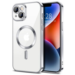Husa premium iPhone 14 Plus Techsuit Luxury Crystal MagSafe, argintiu