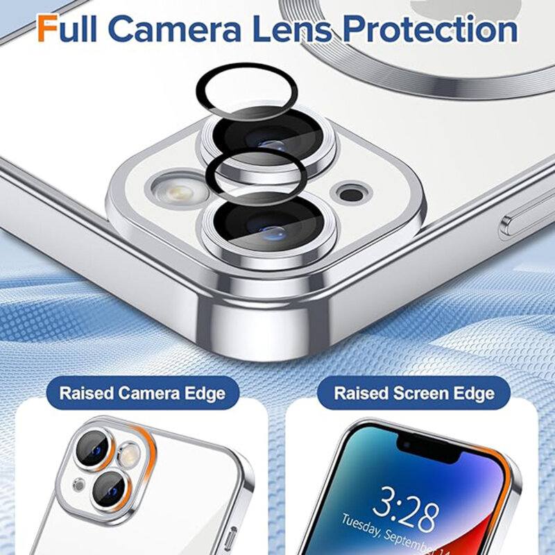 Husa premium iPhone 14 Plus Techsuit Luxury Crystal MagSafe, argintiu