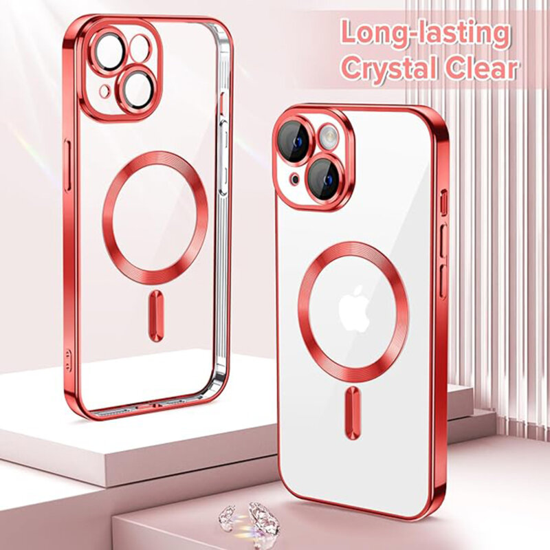 Husa premium iPhone 14 Plus Techsuit Luxury Crystal MagSafe, rosu