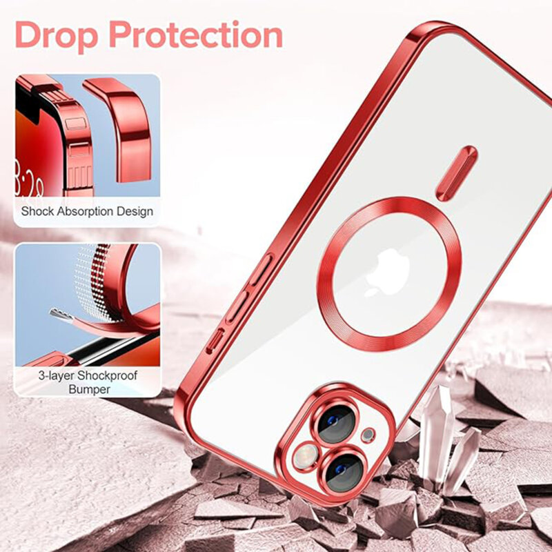 Husa premium iPhone 14 Plus Techsuit Luxury Crystal MagSafe, rosu
