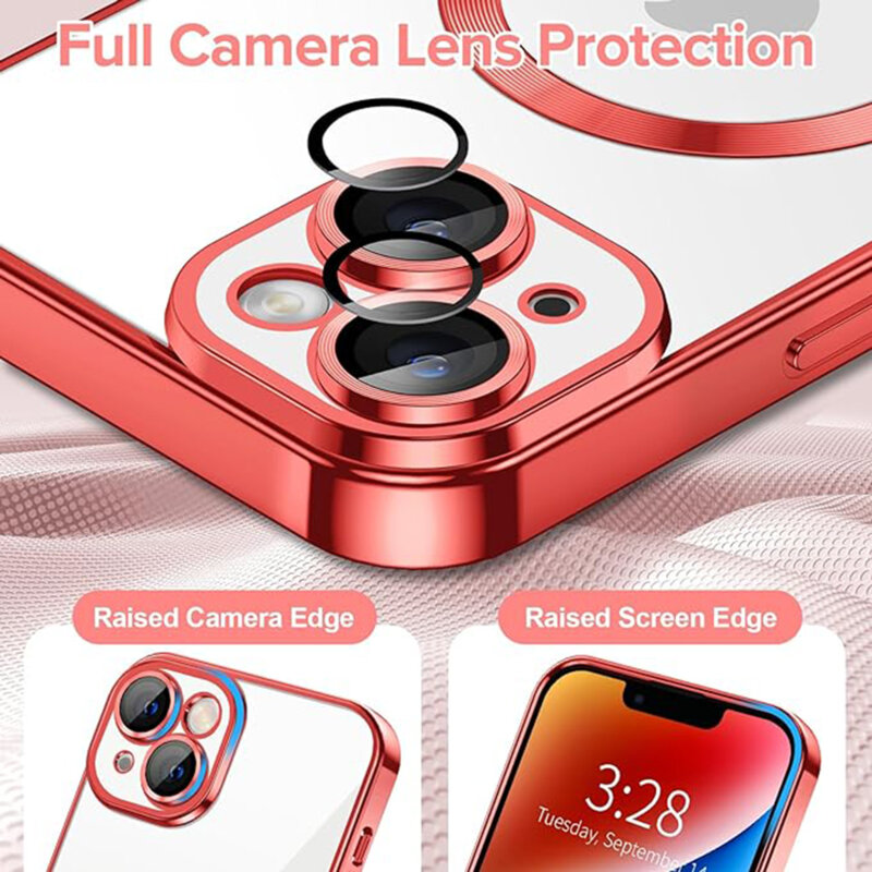 Husa premium iPhone 14 Plus Techsuit Luxury Crystal MagSafe, rosu