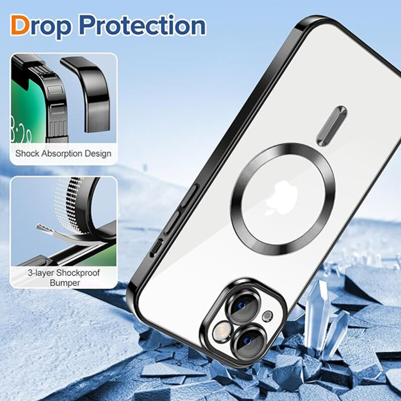 Husa premium iPhone 14 Plus Techsuit Luxury Crystal MagSafe, negru