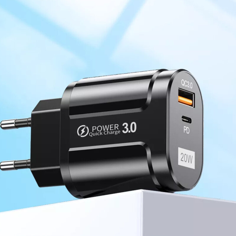 Incarcator priza USB-C PD20W, QC3.0 Techsuit, alb, CHPD038