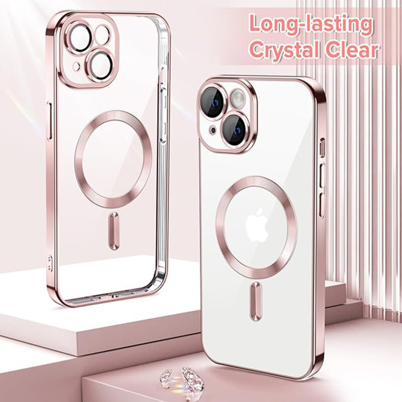 Husa premium iPhone 14 Techsuit Luxury Crystal MagSafe, roz