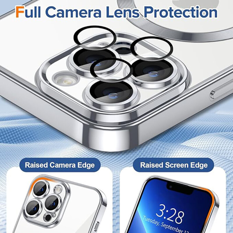 Husa premium iPhone 13 Pro Max Techsuit Luxury Crystal MagSafe, argintiu
