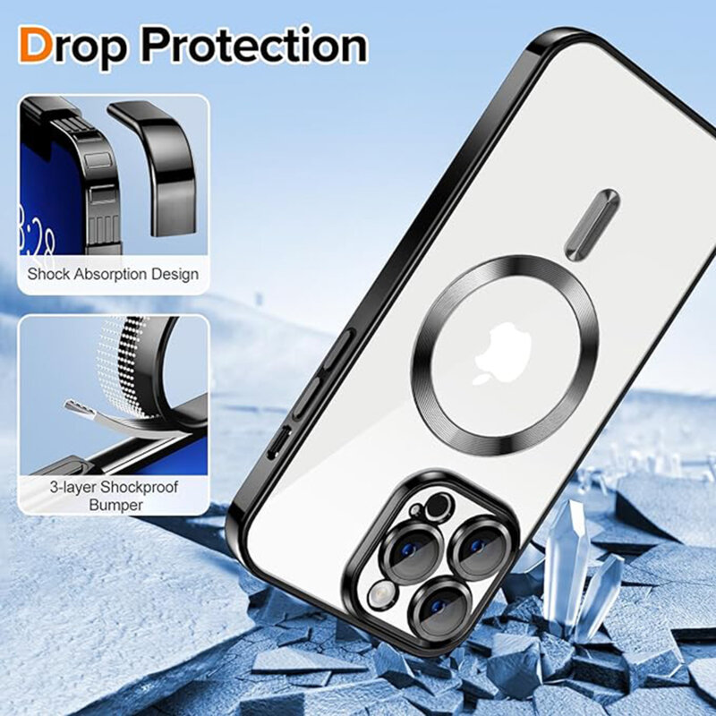 Husa premium iPhone 13 Pro Max Techsuit Luxury Crystal MagSafe, negru