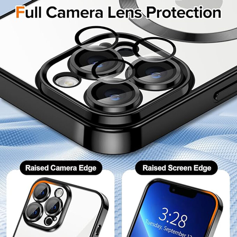 Husa premium iPhone 13 Pro Max Techsuit Luxury Crystal MagSafe, negru