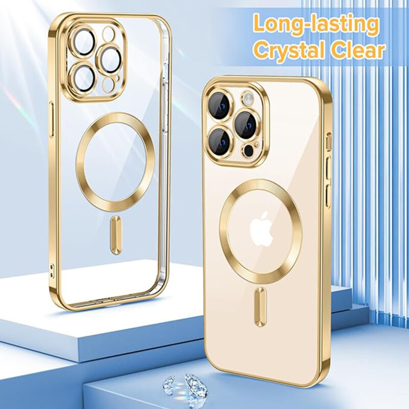 Husa premium iPhone 13 Pro Techsuit Luxury Crystal MagSafe, auriu