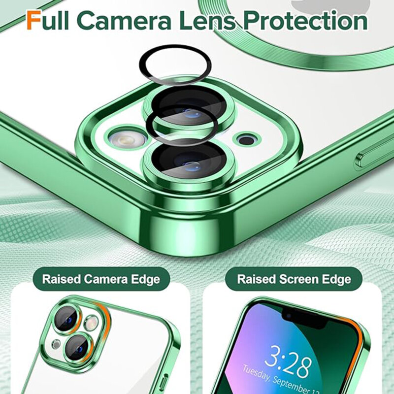 Husa premium iPhone 13 Techsuit Luxury Crystal MagSafe, verde deschis