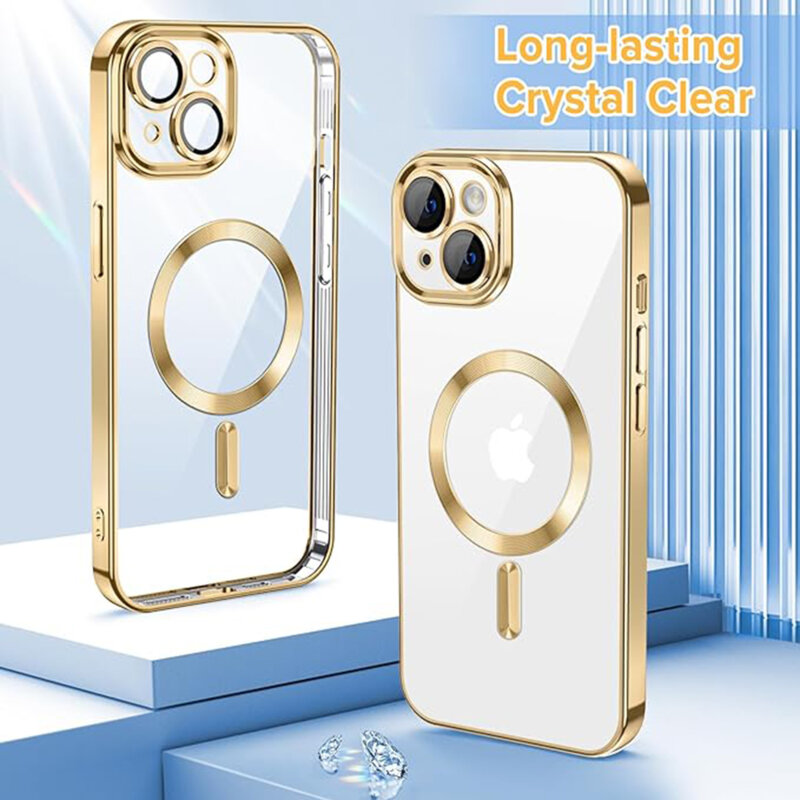 Husa premium iPhone 13 Techsuit Luxury Crystal MagSafe, auriu