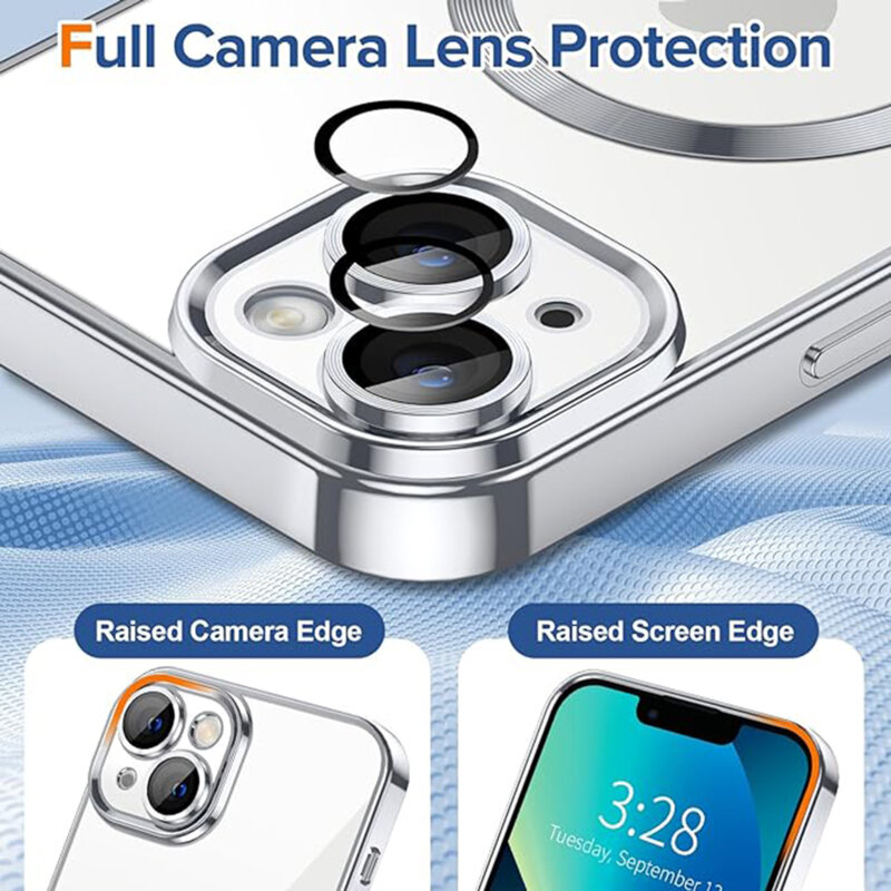 Husa premium iPhone 13 Techsuit Luxury Crystal MagSafe, argintiu