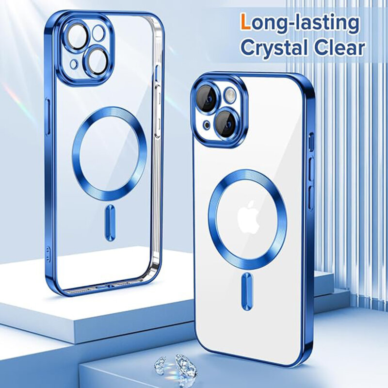 Husa premium iPhone 13 Techsuit Luxury Crystal MagSafe, albastru