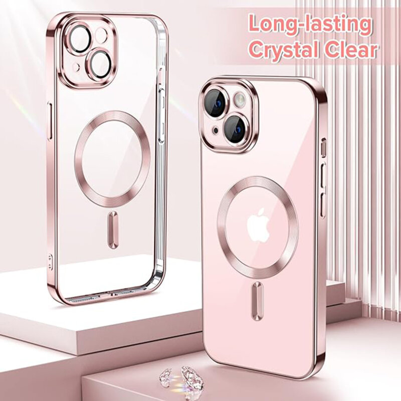 Husa premium iPhone 13 Techsuit Luxury Crystal MagSafe, roz