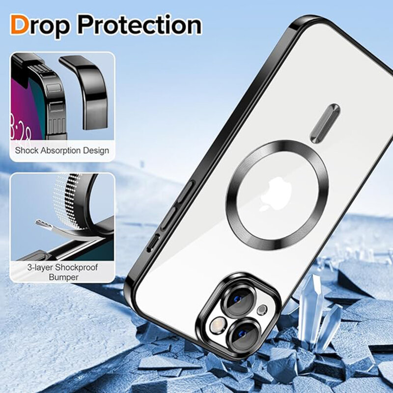 Husa premium iPhone 13 Techsuit Luxury Crystal MagSafe, negru