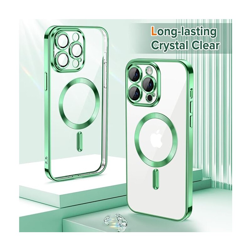 Husa premium iPhone 12 Pro Techsuit Luxury Crystal MagSafe, verde deschis