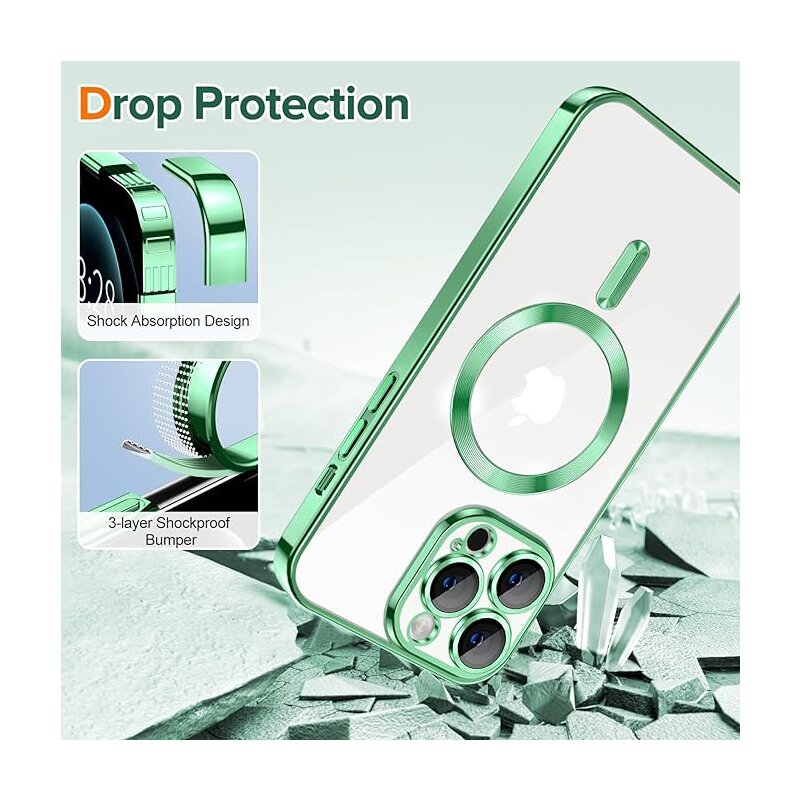 Husa premium iPhone 12 Pro Techsuit Luxury Crystal MagSafe, verde deschis