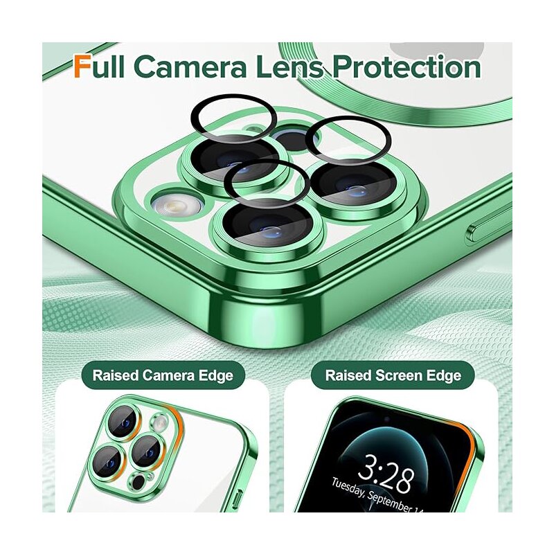 Husa premium iPhone 12 Pro Techsuit Luxury Crystal MagSafe, verde deschis