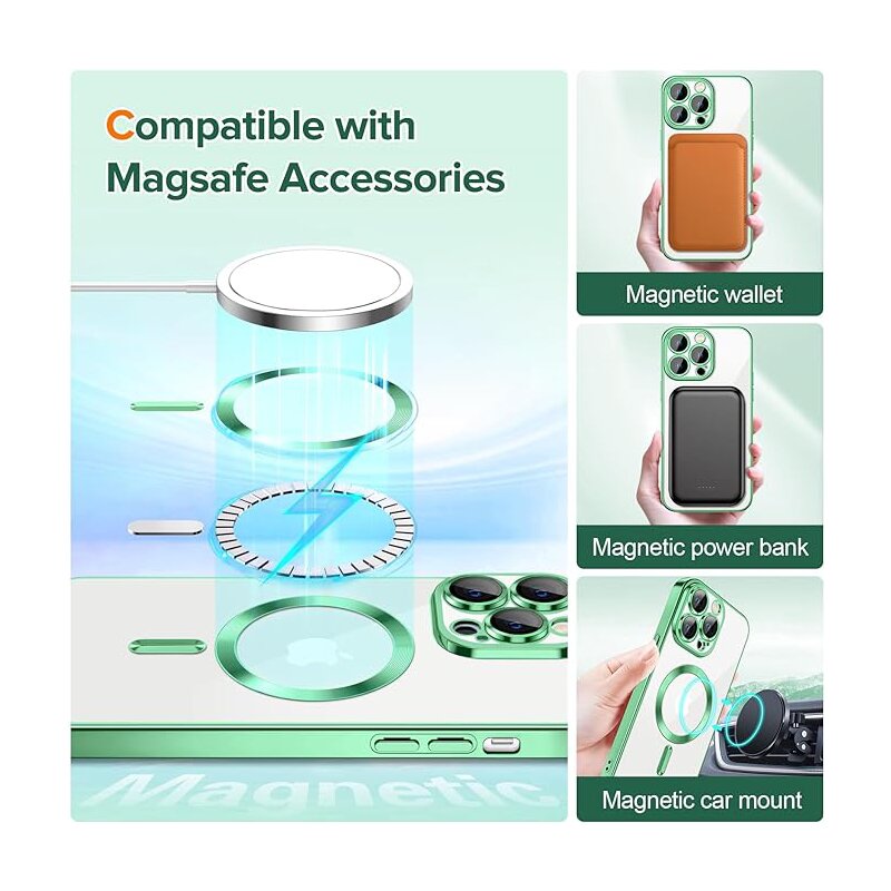 Husa premium iPhone 12 Pro Techsuit Luxury Crystal MagSafe, verde deschis