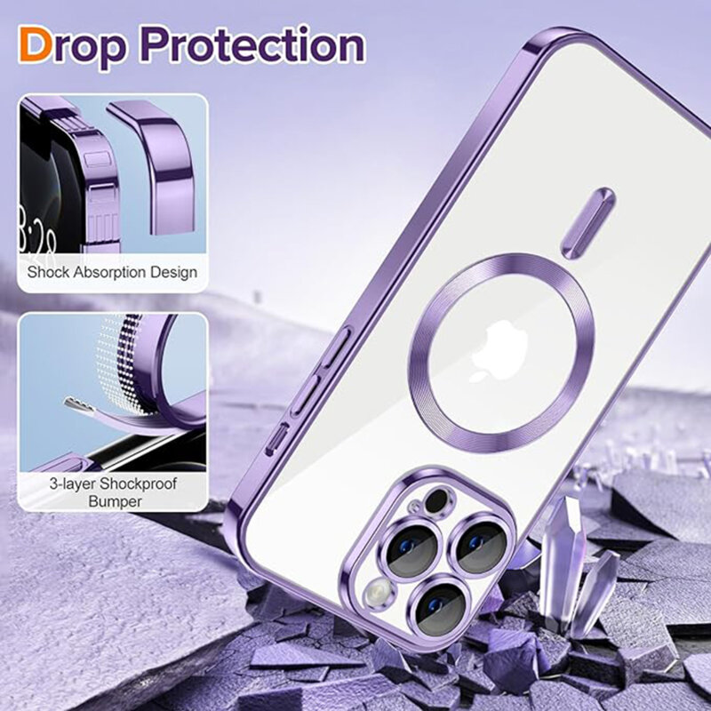 Husa premium iPhone 12 Pro Techsuit Luxury Crystal MagSafe, mov