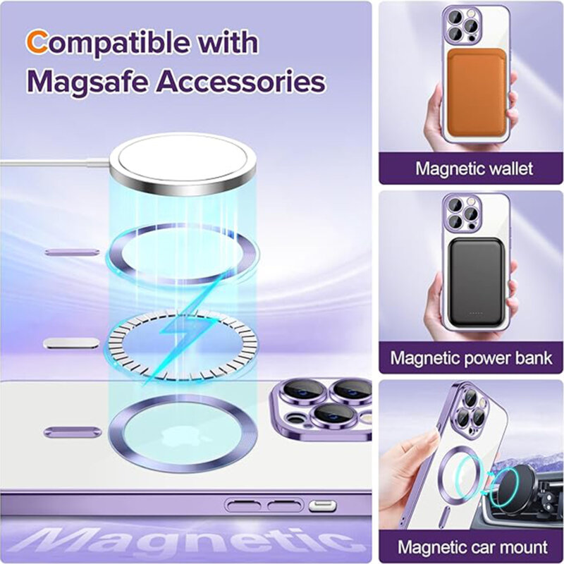Husa premium iPhone 12 Pro Techsuit Luxury Crystal MagSafe, mov