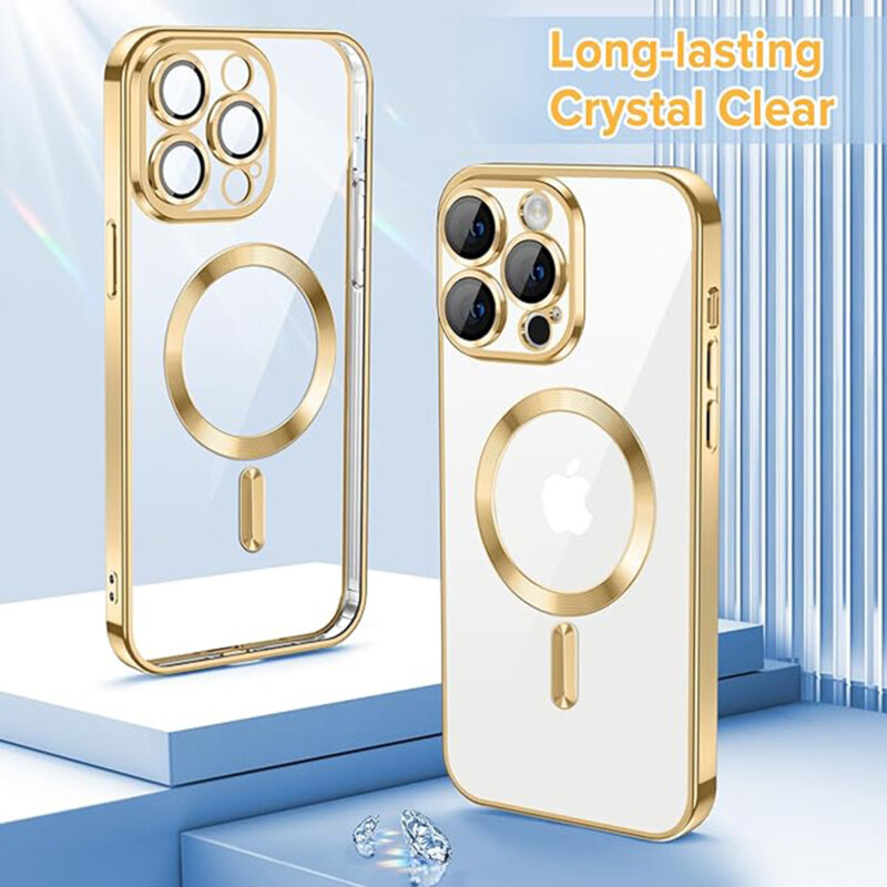Husa premium iPhone 12 Pro Techsuit Luxury Crystal MagSafe, auriu