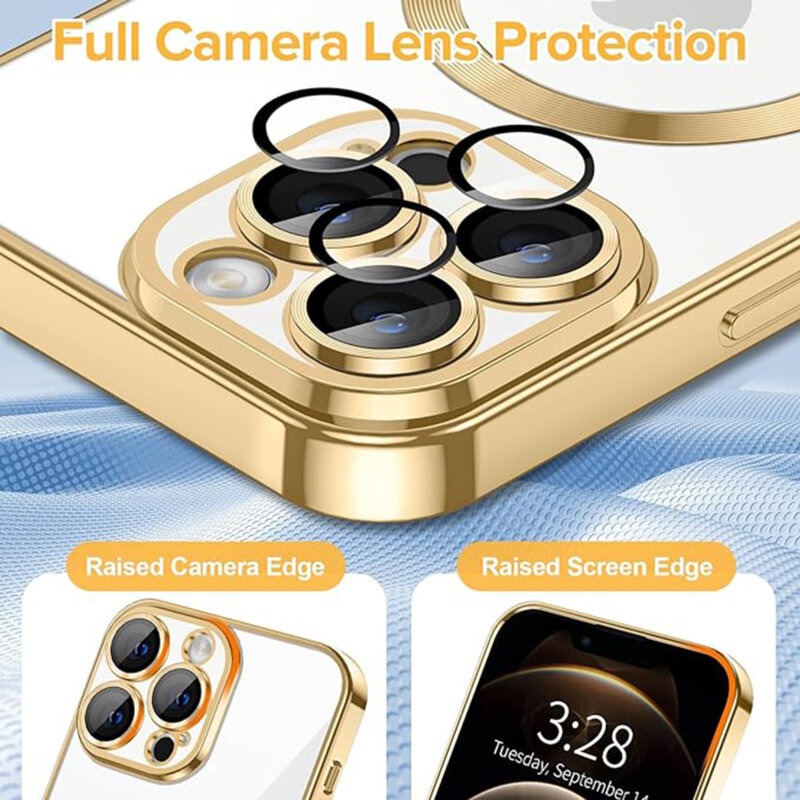 Husa premium iPhone 12 Pro Techsuit Luxury Crystal MagSafe, auriu