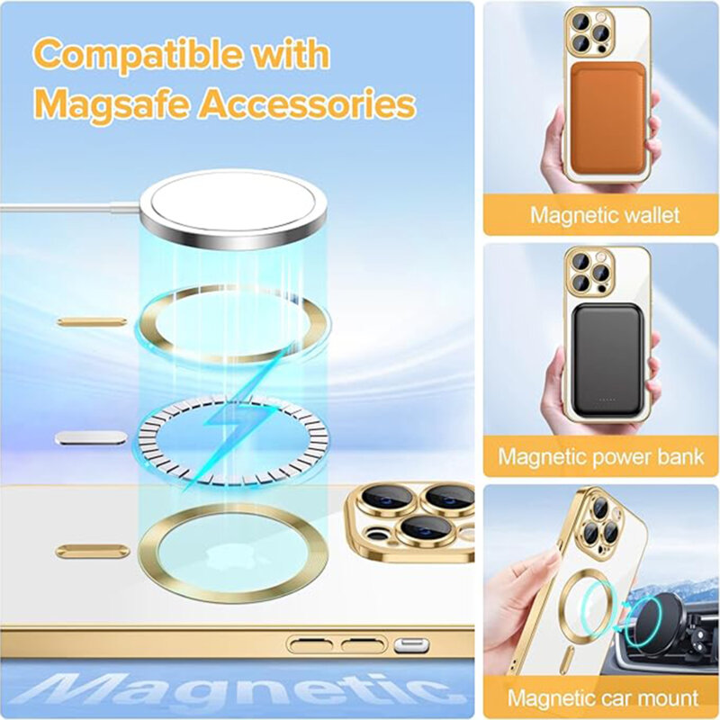 Husa premium iPhone 12 Pro Techsuit Luxury Crystal MagSafe, auriu