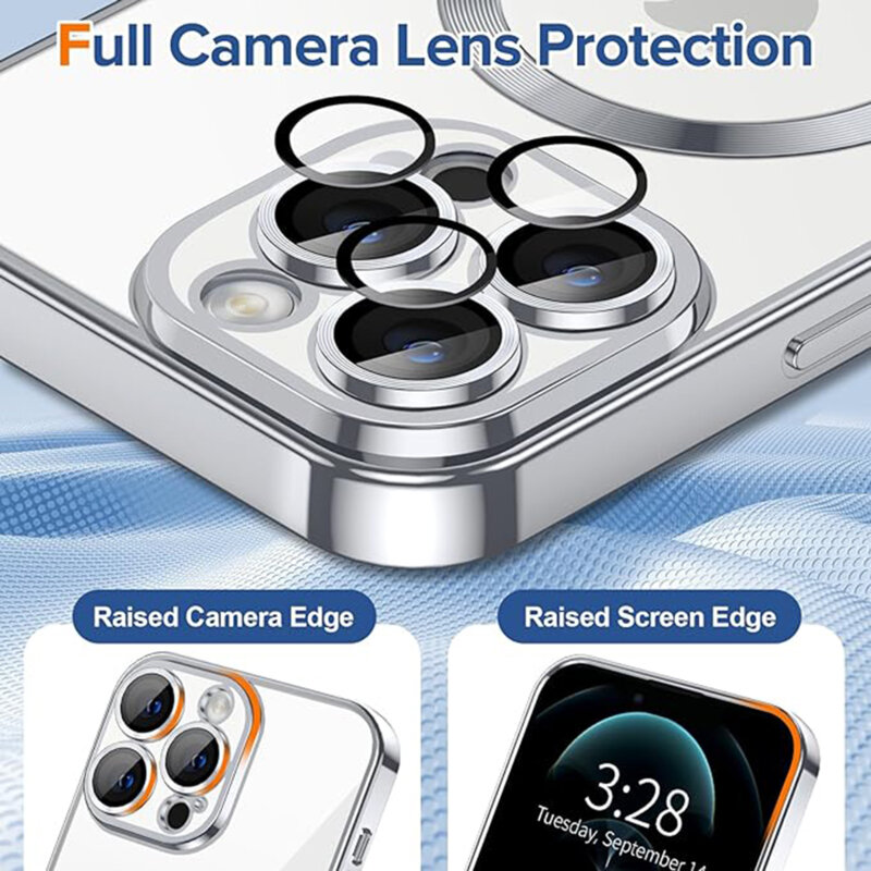 Husa premium iPhone 12 Pro Techsuit Luxury Crystal MagSafe, argintiu