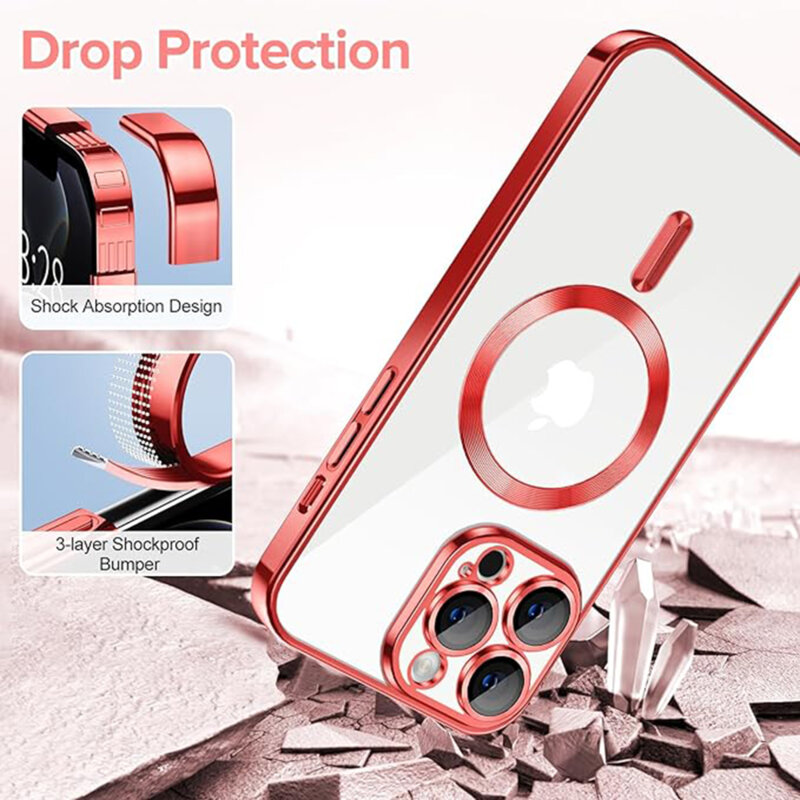Husa premium iPhone 12 Pro Techsuit Luxury Crystal MagSafe, rosu