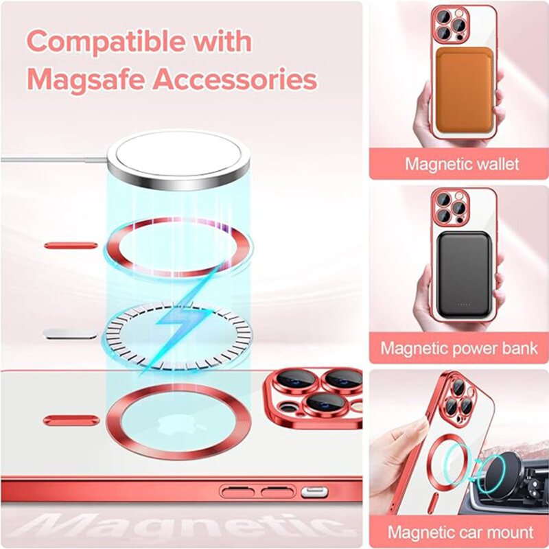 Husa premium iPhone 12 Pro Techsuit Luxury Crystal MagSafe, rosu
