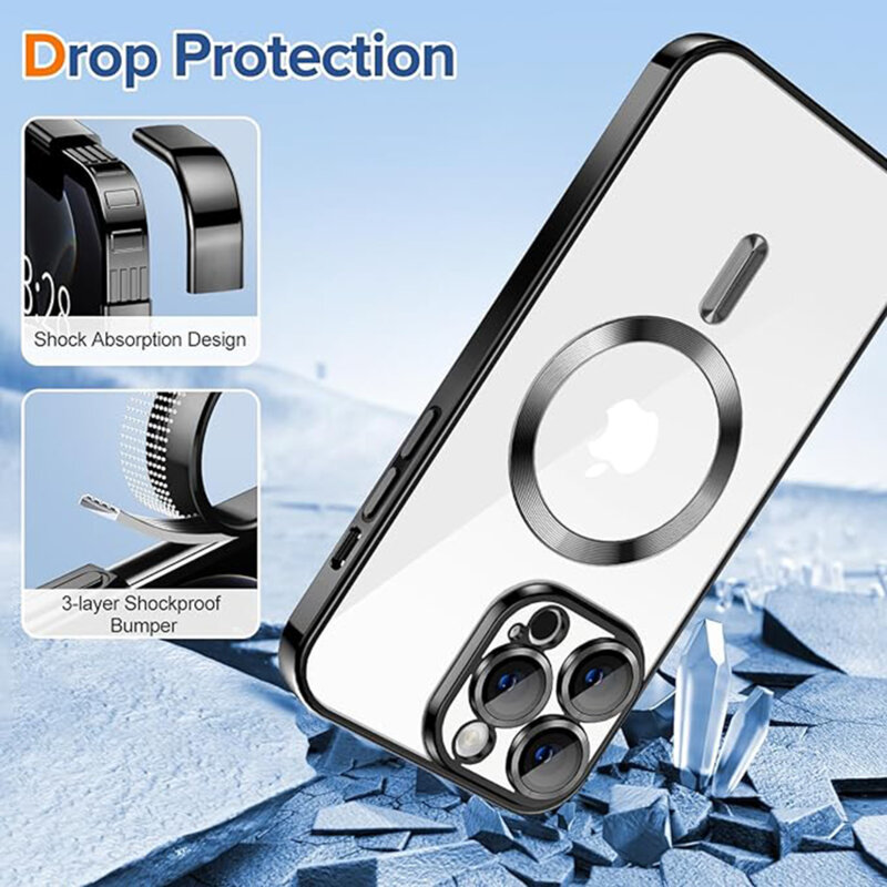 Husa premium iPhone 12 Pro Techsuit Luxury Crystal MagSafe, negru