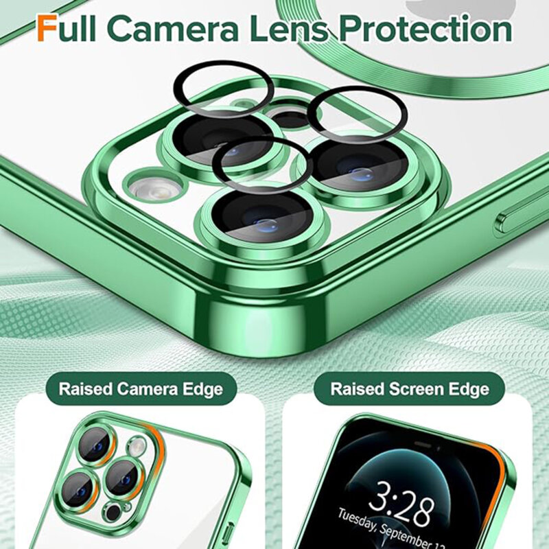 Husa premium iPhone 12 Pro Max Techsuit Luxury Crystal MagSafe, verde deschis