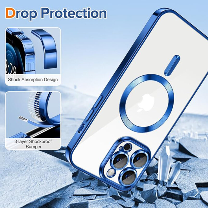 Husa premium iPhone 12 Pro Max Techsuit Luxury Crystal MagSafe, albastru