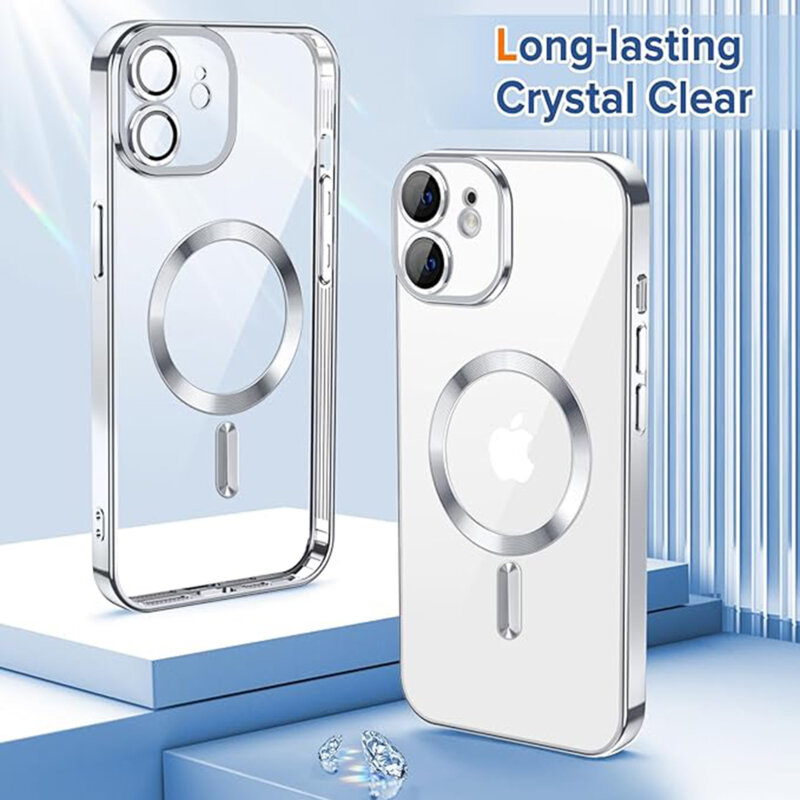 Husa premium iPhone 12 Techsuit Luxury Crystal MagSafe, argintiu