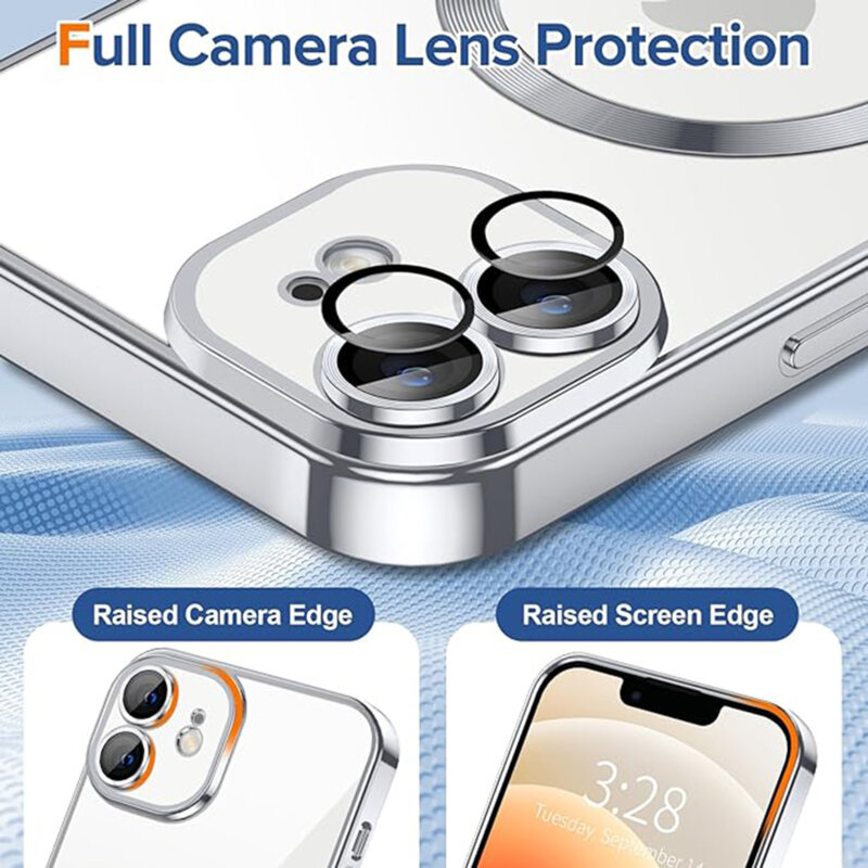 Husa premium iPhone 12 Techsuit Luxury Crystal MagSafe, argintiu