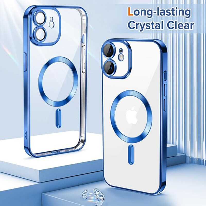 Husa premium iPhone 12 Techsuit Luxury Crystal MagSafe, albastru