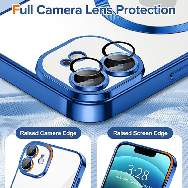 Husa premium iPhone 12 Techsuit Luxury Crystal MagSafe, albastru