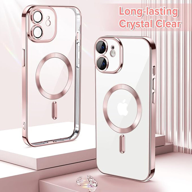 Husa premium iPhone 12 Techsuit Luxury Crystal MagSafe, roz
