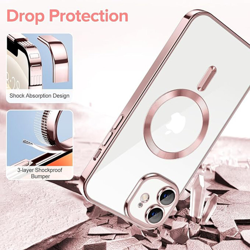 Husa premium iPhone 12 Techsuit Luxury Crystal MagSafe, roz