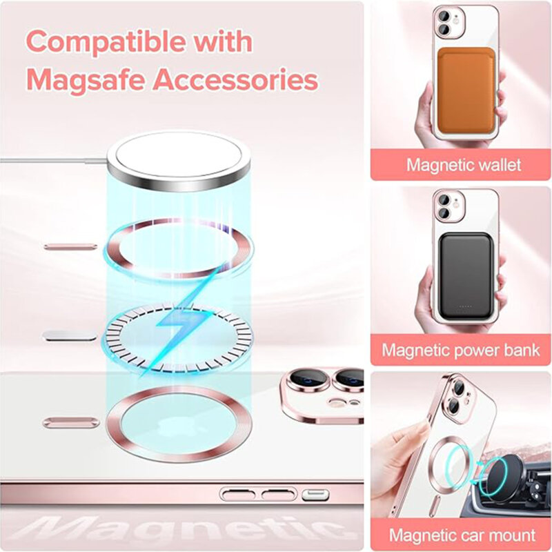 Husa premium iPhone 12 Techsuit Luxury Crystal MagSafe, roz