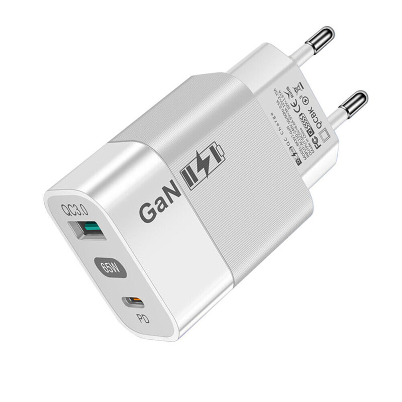 Incarcator priza GaN 65W pentru tableta Techsuit, alb, CHPD131