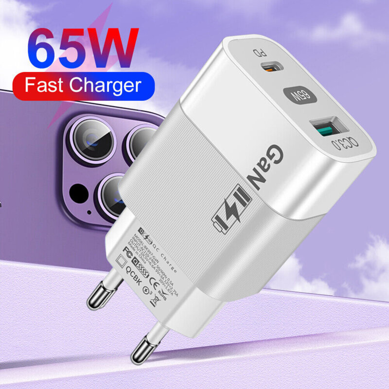 Incarcator priza GaN 65W pentru tableta Techsuit, alb, CHPD131