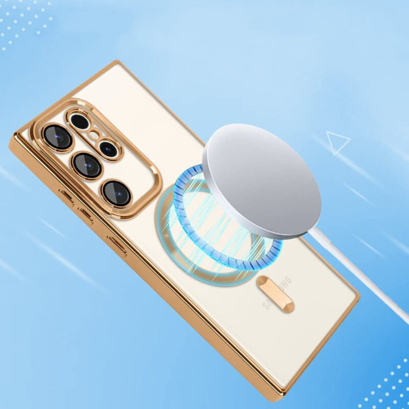 Husa premium Samsung Galaxy S22 Ultra 5G Techsuit Luxury Crystal MagSafe, auriu