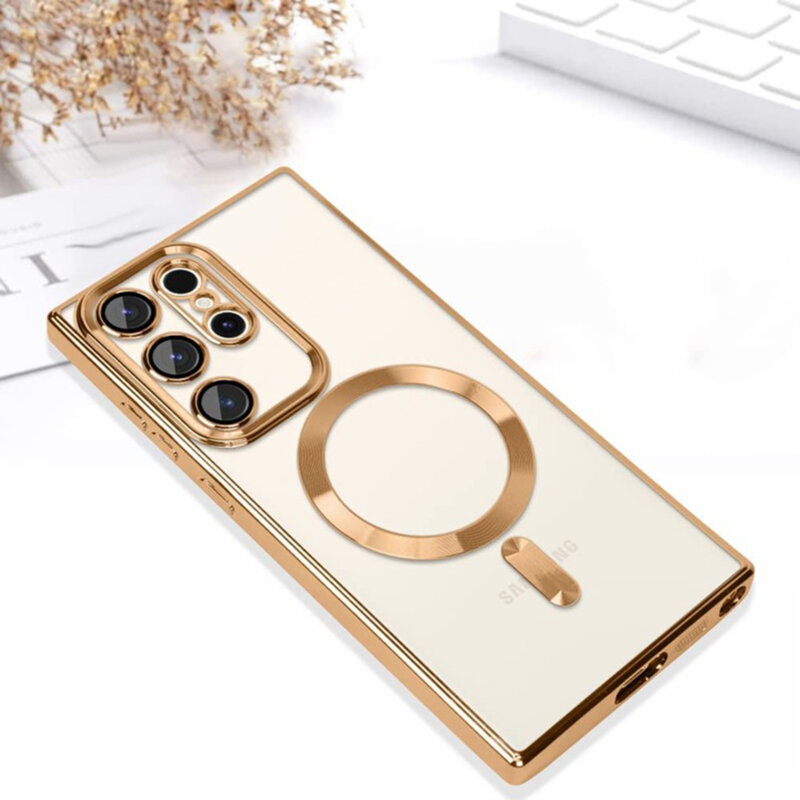 Husa premium Samsung Galaxy S22 Ultra 5G Techsuit Luxury Crystal MagSafe, argintiu