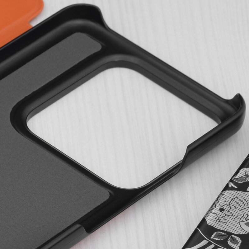 Husa Xiaomi 14 Pro Eco Leather View flip tip carte, portocaliu