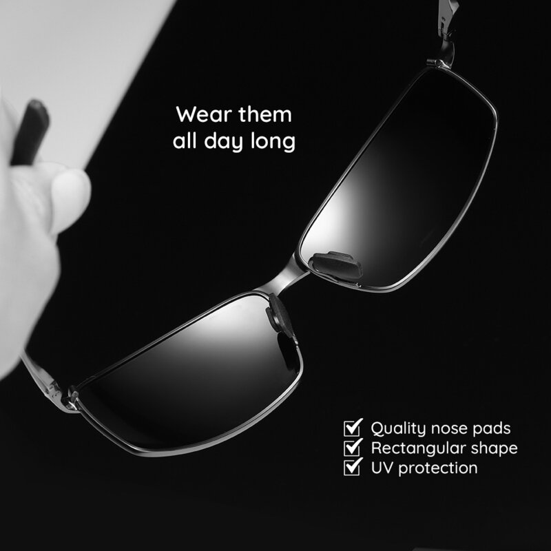 Ochelari dreptunghiulari polarizati Techsuit, negru cromat, 559